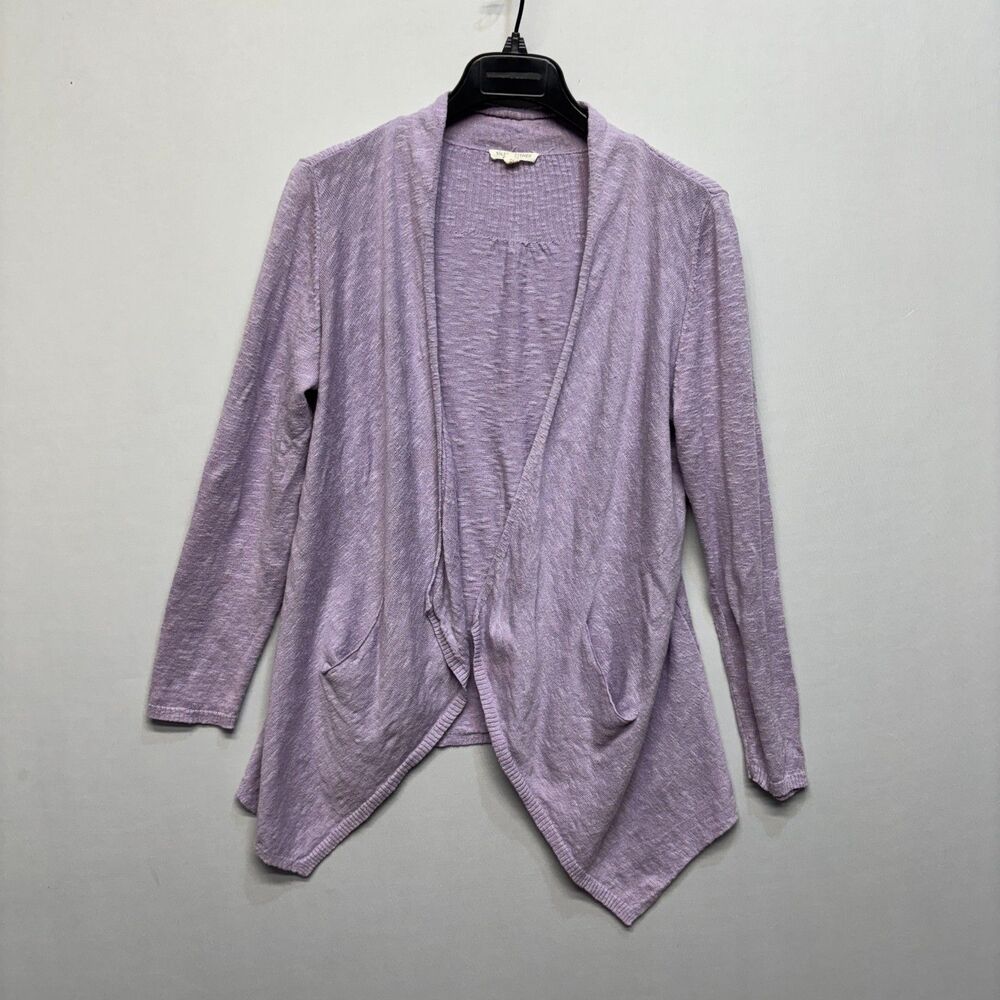 Eileen Fisher Open Front Cardigan Sweater PL Petite Large Linen Blend C069 -16